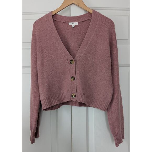 BP. Pink Cropped Drapey Oversized Cardigan - Picture 1 of 6